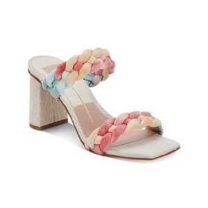 DOLCE VITA Womens Beige Braided Comfort Paily Square Toe Block Heel Size 10M